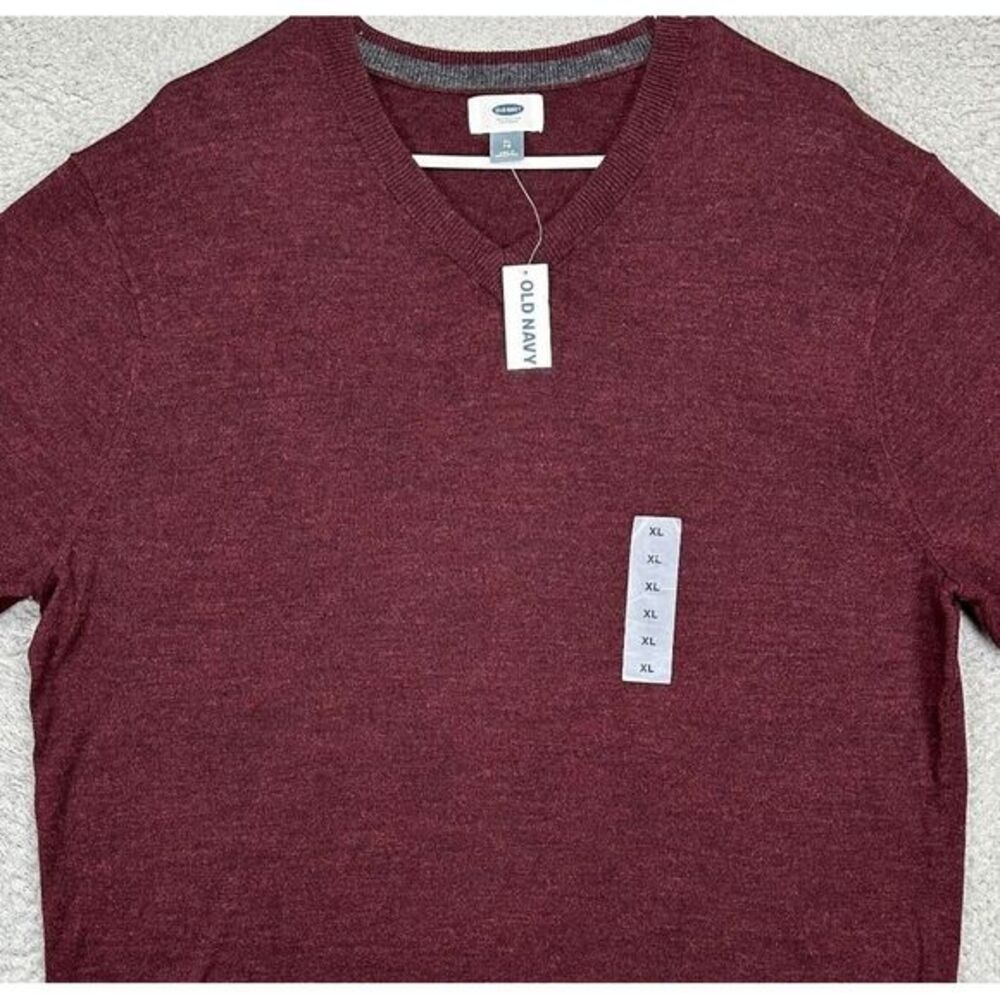 Old Navy Sweater Adult Extra Large Maroon V-Neck Pullover Lightweight Mens NEW